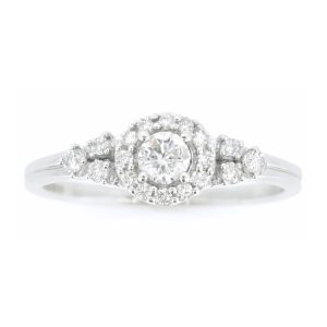 .40TCW Diamond Halo Accented Ladies Engagement Ring 10KT WG