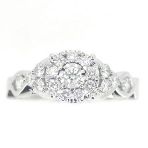 .80TCW Diamond Cluster Accented Ladies Engagement Ring 10KT WG