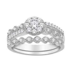 .40TCW Diamond Cluster Double Row Vintage Style Band Ladies Engagement Ring 10KT WG  * BAND SOLD SEPARATLEY*