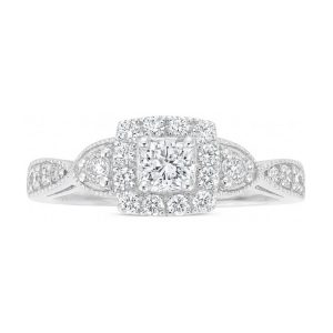 .85TCW Diamond Vintage Style Halo Ladies Engagement Ring  10KT WG
