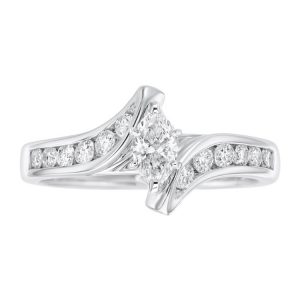 .28CT SI2 GH Marquise Shape Diamond & .84TCW SI1 G-H  Diamond Engagement Ring 14KT WG