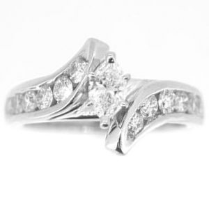 .28CT SI2 GH Marquise Shape Diamond & .84TCW SI1 G-H  Diamond Engagement Ring 14KT WG
