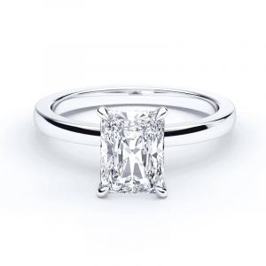 2.00CT VS2 F Radiant Cut LAB Diamond & .10TCW VS2 F LAB Diamonds Hidden Halo Engagement Ring 14KT WG CERT# LGJ202W