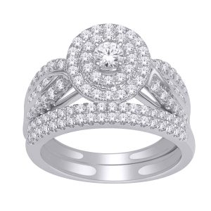 .80TCW Diamond Double Halo Ladies Engagement Ring 10KT WG *BAND SOLD SEPARATELY*