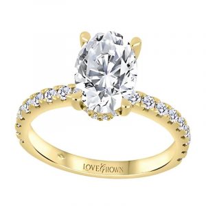 2.03CT VS1 F Oval LAB Diamond & .50TCW/36  VS F LAB Diamonds Hidden Halo & Accented Shank Engagement Ring 14KT   CERT#  LG600370358