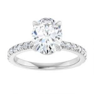 2.02CT VS1 F Oval LAB Diamond & .50TCW/36  VS F LAB Diamonds Hidden Halo & Accented Shank Engagement Ring 14KT WG   CERT#  LG602338203