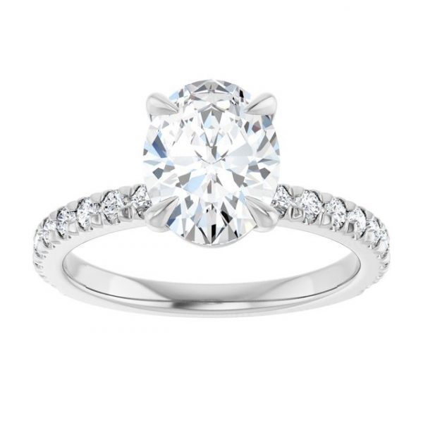 2.02CT VS1 F Oval LAB Diamond & .50TCW/36  VS F LAB Diamonds Hidden Halo & Accented Shank Engagement Ring 14KT WG   CERT#  LG602338203