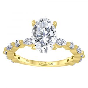 2.03CT VS1 F Oval LAB Diamond & .38TCW/8  VS F Marquise & Round Brilliant LAB Diamonds Accented Shank Engagement Ring 14KT   CERT#  LG600342297