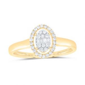 .20TCW Diamond Round Brilliant & Baguette Oval Promise Ring 10KT