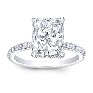 2.06CT VS1 F Radiant Cut LAB Diamond & .50 TCW VS2 F LAB Diamonds Hidden Halo Accented Engagement Ring 14KT WG   CERT# LG719515028