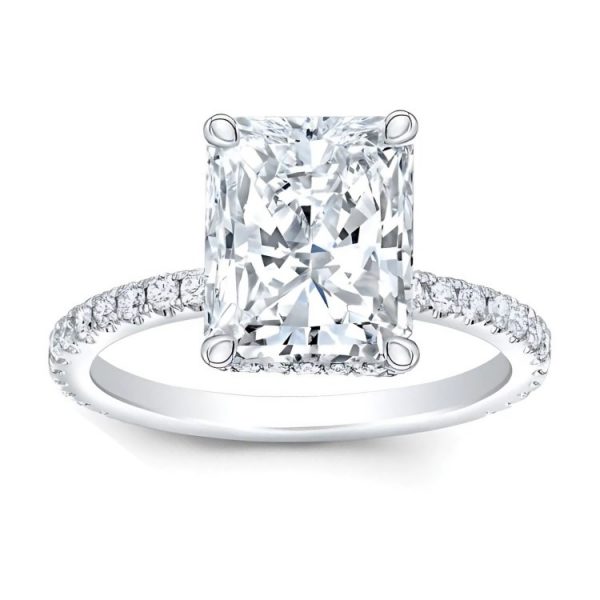 2.06CT VS1 F Radiant Cut LAB Diamond & .50 TCW VS2 F LAB Diamonds Hidden Halo Accented Engagement Ring 14KT WG   CERT# LG719515028