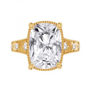 3.00CT VS2 F Cushion Cut LAB Diamond & .10tcw/6 VS F LAB Dia s Vintage Design Engagement Ring 14KT  Laser Engraved Cert# LG705543319