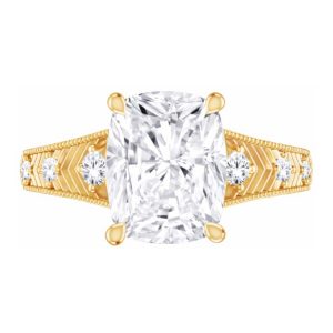 3.00CT VS2 F Cushion Cut LAB Diamond & .10tcw/6 VS F LAB Dia s Vintage Design Engagement Ring 14KT  Laser Engraved Cert# LG705543319