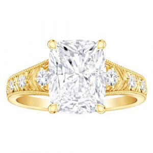 3.00CT VS2 F Cushion Cut LAB Diamond & .10tcw/6 VS F LAB Dia s Vintage Design Engagement Ring 14KT  Laser Engraved Cert# LG705543319