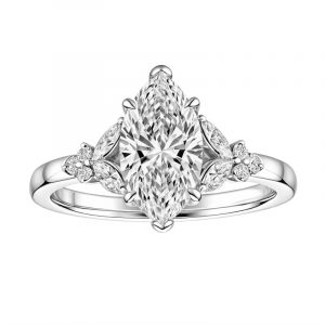 3.01CT VS2 E EX Marquise Shape LAB Diamond & .50tcw VS F LAB Dia s Halo Design Engagement Ring 14KT WG  Laser Engraved Cert# LG755510974