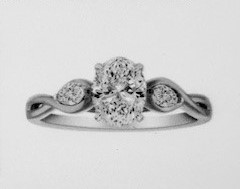 .75CT VS2 E-F LAB Oval Diamond & .25tcw/2 Marquise VS2 E-F LAB Dia s Ladies Engagement Ring 10KT WG  Cert# LGR48785