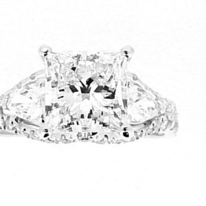 2.06CT VS2 F EX Princess Cut LAB Diamond & .90tcw VS F LAB Dia s Halo Design Engagement Ring 14KT WG Laser Engraved Cert# LG776620780