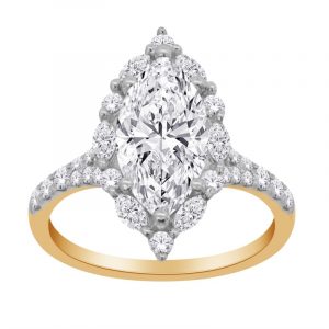 2.05CT VS1 F EX Marquise Shape LAB Diamond & .50tcw VS F LAB Dia s Halo Design Engagement Ring 14KT  Laser Engraved Cert# LG764607809