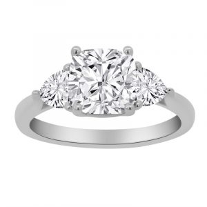 2.06CT VS1 F EX Cushion Cut LAB Diamond & .50tcw/2  VS F Trillion LAB Diamonds Hidden Halo Accented Engagement Ring 14KT WG   CERT# LG774606087