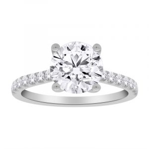 2.02CT VS1 F ID  Round LAB Diamond & .30tcw VS F LAB Dia s Accented Band Ladies Engagement Ring 14KT WG Laser Engraved Girdle Cert# LG759508439