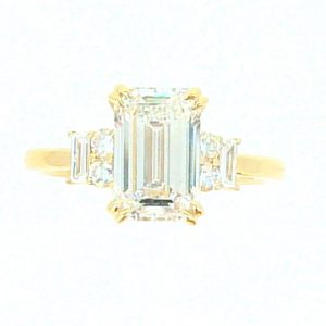 2.02CT VS2 D EX Emerald Cut LAB Diamond & .25tcw VS F LAB  Baguette & Round Diamonds  Accented Engagement Ring 14KT Laser Engraved  CERT# LG78160