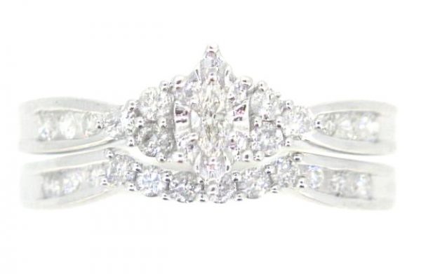 .50TCW Marquise & Round Diamond 2Pce Engagement Set 14KT WG