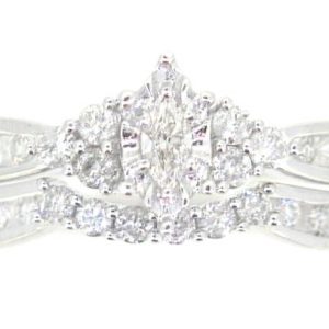 .50TCW Marquise & Round Diamond 2Pce Engagement Set 14KT WG