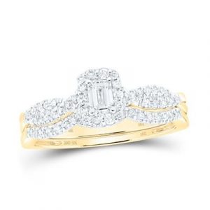 .50TCW Diamond Emerald Cut Halo 2 PCE Engagement Set 10KT