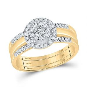 .50TCW Diamond Halo Cluster 3 PCE Engagement Set 10KT