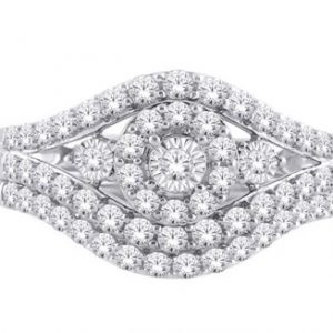 1.0TCW Diamond 2PC Engagement Set 10KT WG