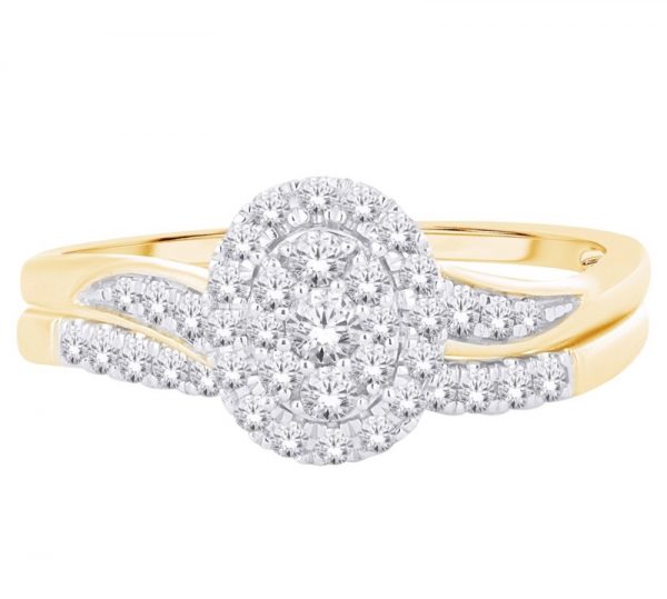 .40TCW Diamond Oval Invisible Set 2PC Engagement Set 10KT