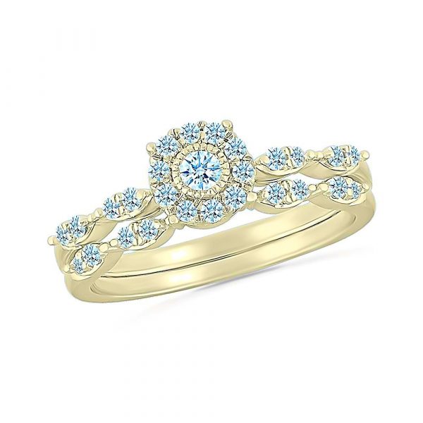 .33TCW Diamond Halo Vintage Style 2 Pce Engagement Set 14KT