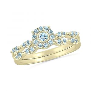 .33TCW Diamond Halo Vintage Style 2 Pce Engagement Set 14KT