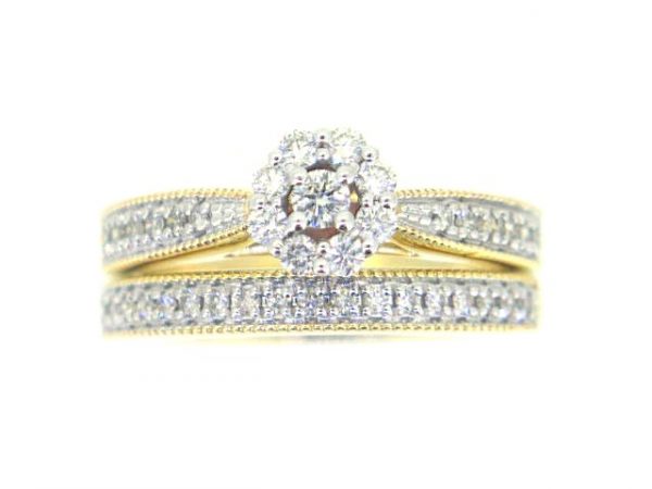 .50TCW Diamond Cluster Milled Edge 2 Pce Engagement Set