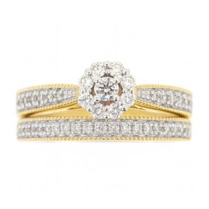 .50TCW Diamond Cluster Milled Edge 2 Pce Engagement Set 10KT