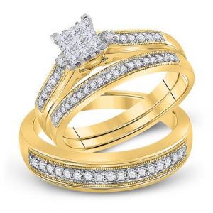 .50TCW Diamond His & Hers 3 PCE Wedding Set 10KT