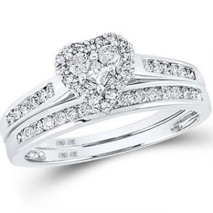 .50TCW Diamond Heart Shaped 2 PCE Engagement Set 10KT WG