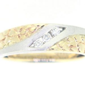 .09TCW/3 Diamond Nugget Texture Ladies Wedding Band 10KT TT/5MM