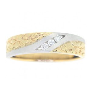 .09TCW/3 Diamond Nugget Texture Ladies Wedding Band 10KT TT/5MM