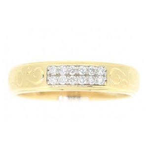 .19TCW Diamond Pave w/ Scroll Engraving Gents Wedding Band 10KT/5MM