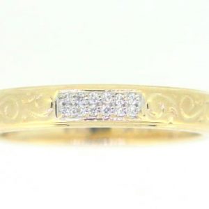 .05TCW Diamond Pave w/ Scroll Engraving Ladies Wedding Band 10KT/3MM