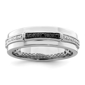 .12TCW Black & White Diamond Gents Band Sterling Silver/Size 10