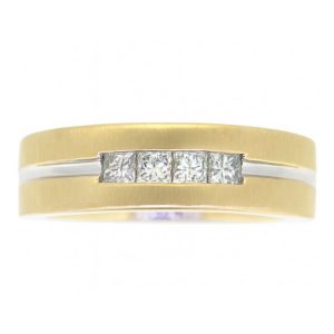 .50TCW/4  Diamond Princess Cut Gents Wedding Band 10KT