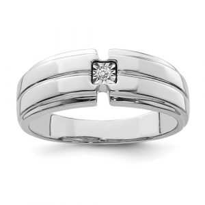 Diamond Solitaire Gents Band Sterling Silver Sterling Silver/SIZE 11