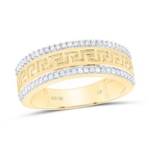 .33TCW Diamond Greek Key Pattern Gents Wedding Band 10KT/8MM