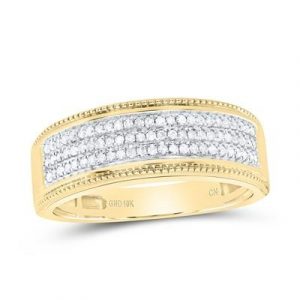 .20TCW Diamond Micro Pave Milled Edge Gents Wedding Band 10KT