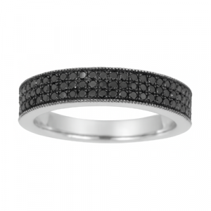 .55TCW Enhanced Black Diamond Triple Row Milled Edge Band 14KT WG **CLEARANCE-FINAL SALE**