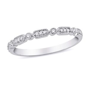 .08TCW Diamond Art Deco Stacking Band 14KT WG