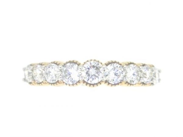 1.0TCW/9 Round Brilliant Diamond Milled Edge Band 10KT