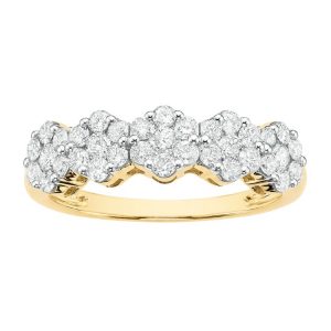 .33TCW Diamond 5 Lotus Flower Cluster Band 14KT